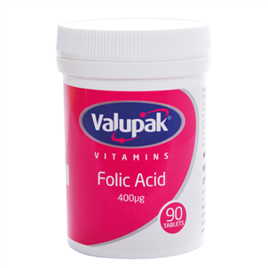 Picture of Valupak Folic Acid 400mg 90s - 2509693