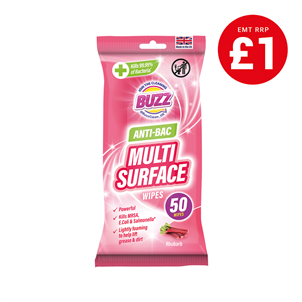 Picture of Buzz Anti-Bacterial Wipes Rhubarb 50s - 321593