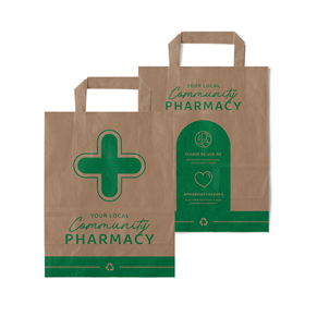 Picture of Brown Paper Pharmacy Carrier Flat Handle - EMTBM